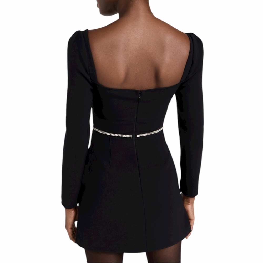 Self Portrait Black Crepe Diamante Detail Mini Dress, Size 8 - Picture 4 of 13